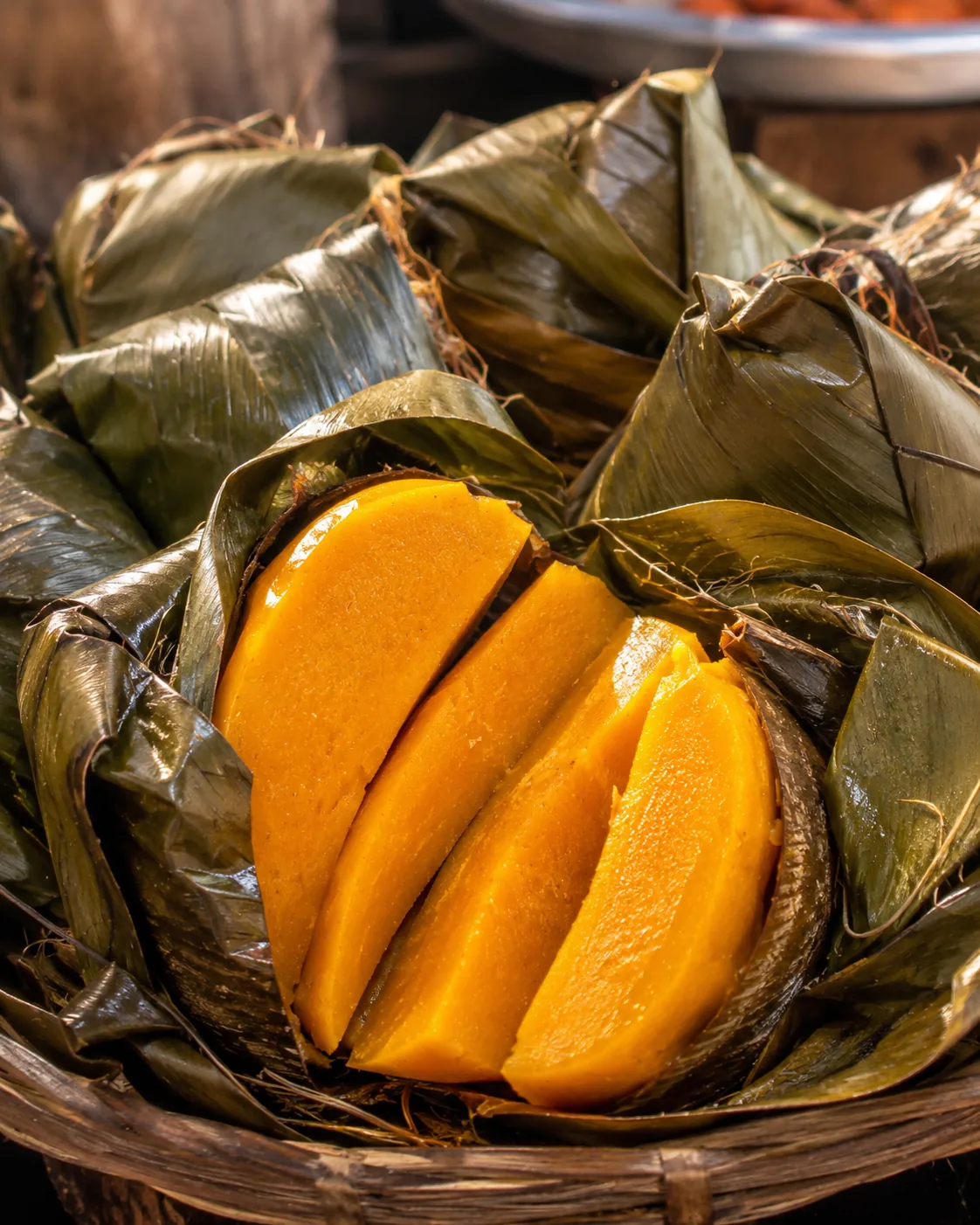Okpa wrapped in banana leaves